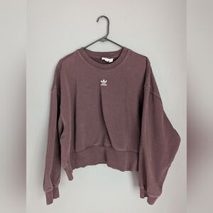 Adidas eggplant crewneck crop sweatshirt women's XL 29x32x 20.5